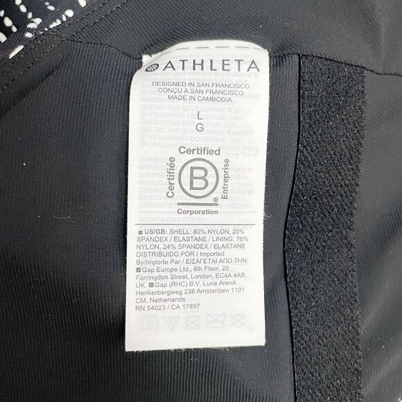 Athleta Hermosa One Piece Swimsuit Size Large Black White Dot Print Low Back - Picture 9 of 13